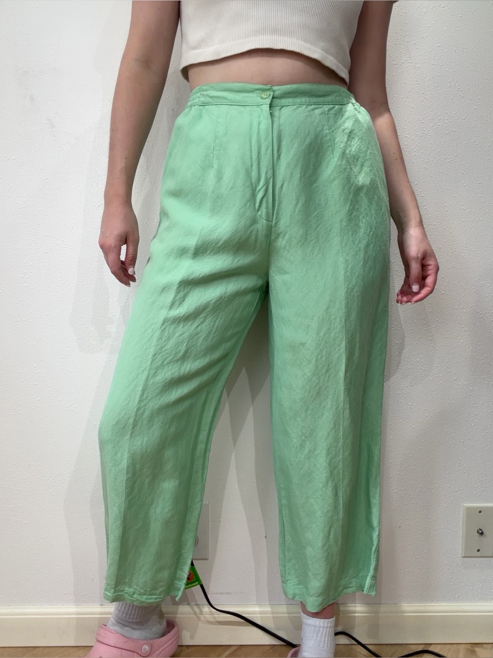 Vintage Matcha Linen Pants